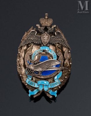 an image of a silver and blue badge on a black background