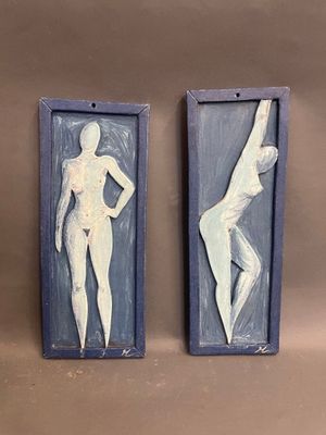 Baigneuses Panneaux en céramique peints - Photo 1