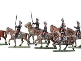 de nombreuses figurines représentant des hommes à cheval tenant des drapeaux