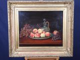 a painting of a still life with fruit on a table