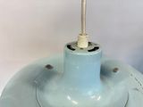a blue light that is on top of a table