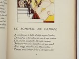 an open book with a picture of a man and a woman sitting on a bench