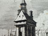 a drawing of a church with a steeple on it