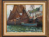 une peinture représentant un bateau dans l'eau