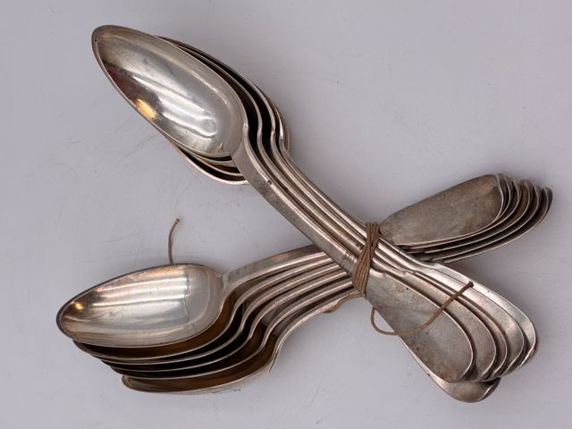 Argent au coq : 12 cuillères à soupe, PB 874gr, en règle