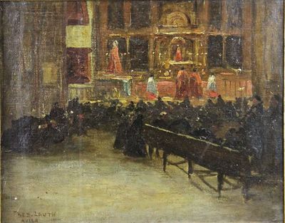 Frederic LAUTH (1865-1922) "Intérieur d'église", Avila, huil…