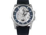 Montre mécanique automatique pour homme, avec cadran bleu et bracelet en cuir noir