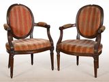 pair of 19th century french louis xvi style armchairs with upholstered upholstered seats