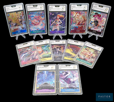 a lot of cards that are in a plastic case