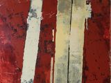 une image représentant un tableau représentant un mur rayé de rouge et de blanc