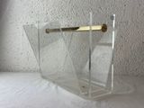 clear acrylic magazine holder with brass handle