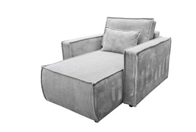 Fauteuil MARIJO en velours côtelé gris clair, dimensions: 10…