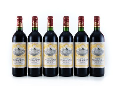 six bouteilles de vin alignées sur une surface blanche