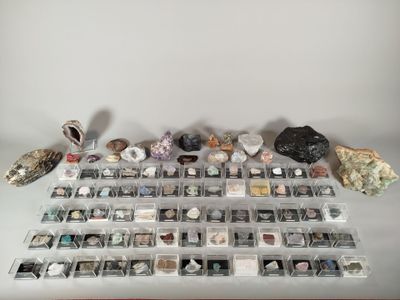 a lot of rocks and stones on the table