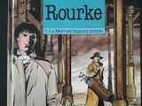 La couverture du roman *Rourke* est représentée sur un fond noir.