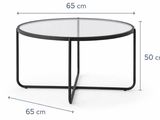 les dimensions d'une table basse avec un plateau en verre