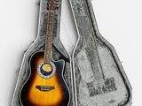 guitars in a case on a white surface with a white background