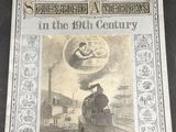 an old book with a picture of a train on the cover