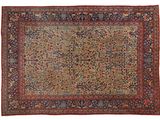 un tapis persan antique avec un motif floral sur fond blanc