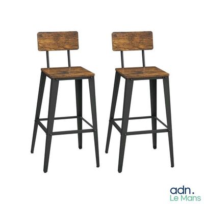 une paire de tabourets en bois avec des pieds en métal