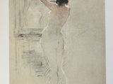 an image of a drawing of a woman standing in front of a window
