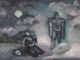 un tableau représentant un homme debout à côté d'une femme