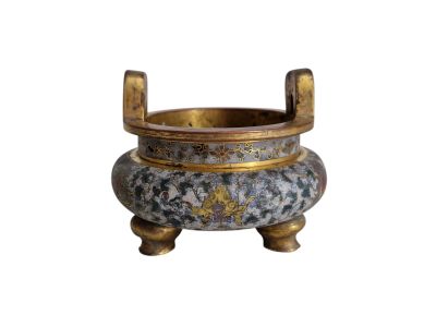 Brûle parfum tripode à décor d'émaux cloisonnés polychromes … - Photo 1