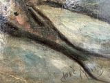 a painting of a woman laying on a bed