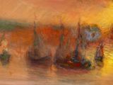 painting of a painting of boats in a body of water