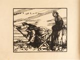 an image of a drawing of a man and a woman working on a boat