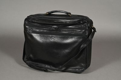LONGCHAMP. Petite valise en cuir noir à deux compartiments z…