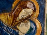 a painting of a woman holding a child in her arms