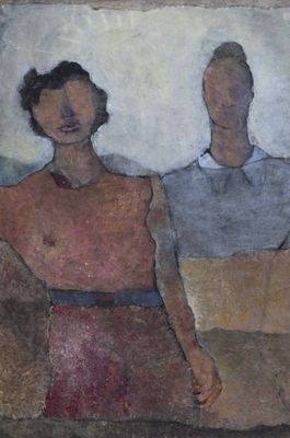 painting of a man and a woman standing next to each other