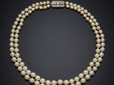 a cultured pearl and diamond necklace