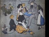 un livre avec une photo de gens dans un village