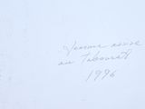 a drawing on the wall of a building with writing on it