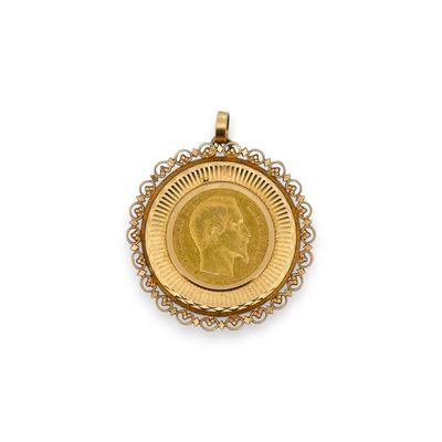 Broche Ronde En Or 18K Et Platine - Décor Rinceaux - Réf MP2348 - Occasion Parfait état