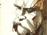 painting of a close up of a man ' s face on a piece of paper
