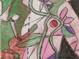 drawing of a vase with flowers in it sitting on a table