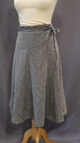 AUTRE TON – Jupe gris chiné en laine, soie et polyester, taille 4...