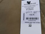 the label on the back of a pair of khaki pants