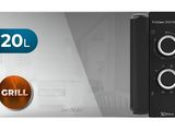four à micro-ondes noir et argenté avec un gril de 20 l intégré sur le dessus
