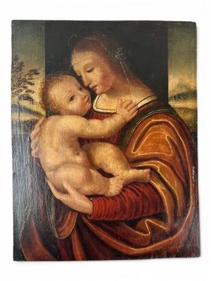 une image d'une peinture représentant une femme tenant un bébé