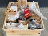 many boxes of assorted items on a pallet