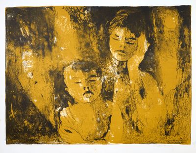 une image représentant un tableau d'une mère et de son enfant