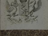 a drawing of a coat of arms with two birds on it