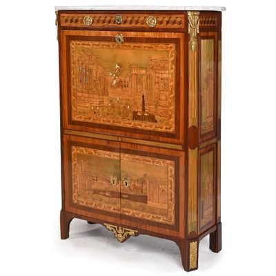 GILBERT. EXCEPTIONNEL SECRETAIRE LOUIS XVI en placage de boi… - Photo 1