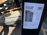 a picture of a black refrigerator with a price tag on it