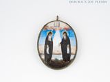an image of a picture of two people standing in front of a sky