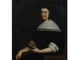 Portrait d'une femme avec un éventail, par [auteur]